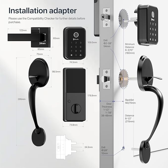Fingerprint Door Lock Smart Locks for Front Door Keyless Entry Door Lock Handle Set Electronic Keypad Deadbolt with Lever，Easy DIY Install for Women，Auto Locking One-Time Codes(Cloud + Big Handle)