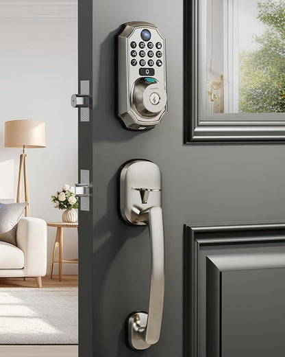 WiFi Smart Lock w/Camera, 5-in-1 Keyless Deadbolt w/Handle for Front Door