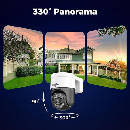 【Human Tracking+330° View】 Hiseeu 4K PoE Security Camera System,All-in-one 12" Monitor,8Pcs 5MP PoE PTZ Security Cameras for Home Security Outdoor,2-Way Audio,Color Night Vision,16CH Expandable