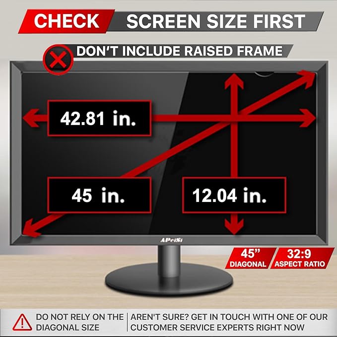 45 Inch Privacy Screen Filter for 32:9 Curved Ultrawide Gaming Monitor | Privacy Shield | Anti Glare | Anti-Blue Light | Eye Protection | Anti Spy | Computer Security Private Filter Protector
