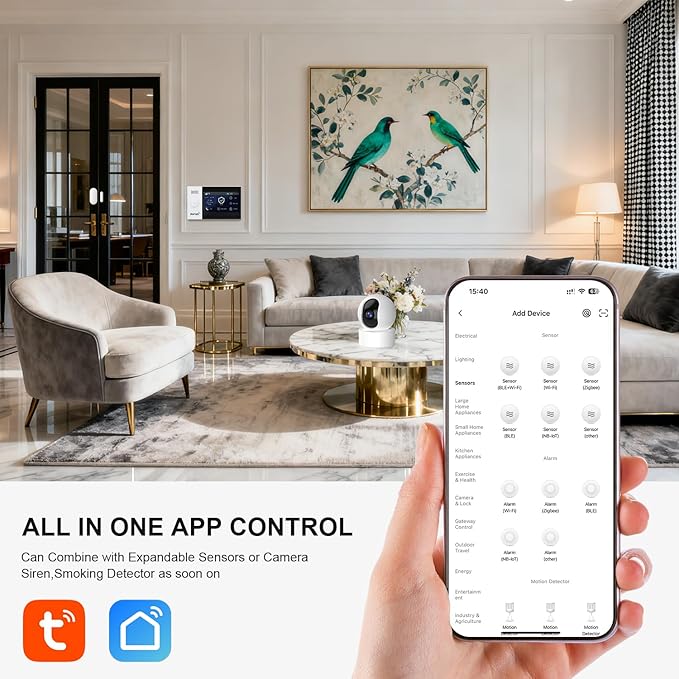 PGST Wireless Home Alarm System with HD Security Camera,DIY Expandable Door Alarm Sensors,4G GSM/Tuya App Instant Alerts,Compatible with Alexa for Apartment,No Monthly Fee
