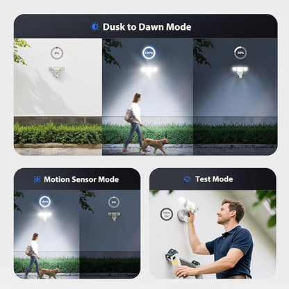 Onforu Outdoor Motion Sensor Light, Dusk to Dawn Outside Lighting, White