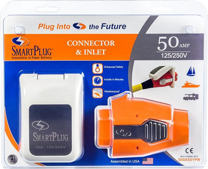 SmartPlug B50ASSYPW Combo Kit with Female Connector and Non-Metallic Inlet - 50 Amp, White