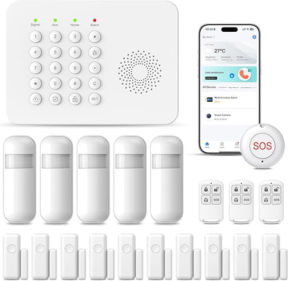 PGST Wireless Home Security Alarm System, DIY Anti-Theft Alarm Kit with Door Window Sensors, Motion Detector, Remote Control for Home Apartment Office Garage