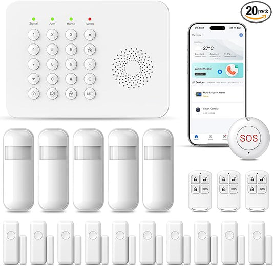PGST Wireless Home Security Alarm System, DIY Anti-Theft Alarm Kit with Door Window Sensors, Motion Detector, Remote Control for Home Apartment Office Garage