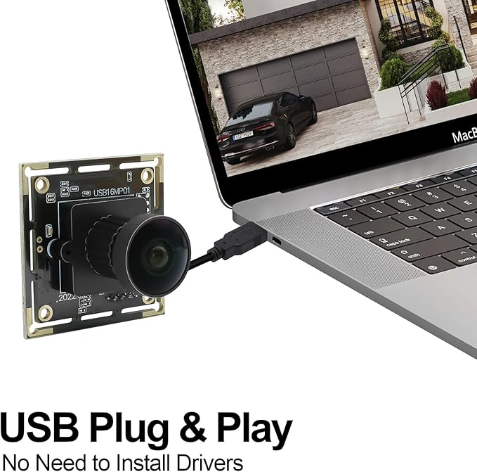 MMlove 16MP USB Camera Module Lightburn Camera 170° Wide Angle M12 Fisheye Lens with IMX298 Image Sensor Plug&Play Embedded Computer Webcam for HD Video Conference/Laptop/PC/Raspberry Pi