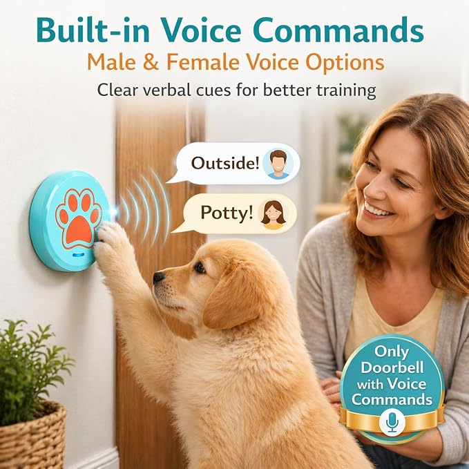 ChunHee Bells for Dog Training to Go Outside - Dog Door Bell with 36 Custom Sounds | Bell for Dogs to Ring to Go Potty | 5 Adjustable Volume(0-115dB) | Teach Puppies to Signal to Go Outside