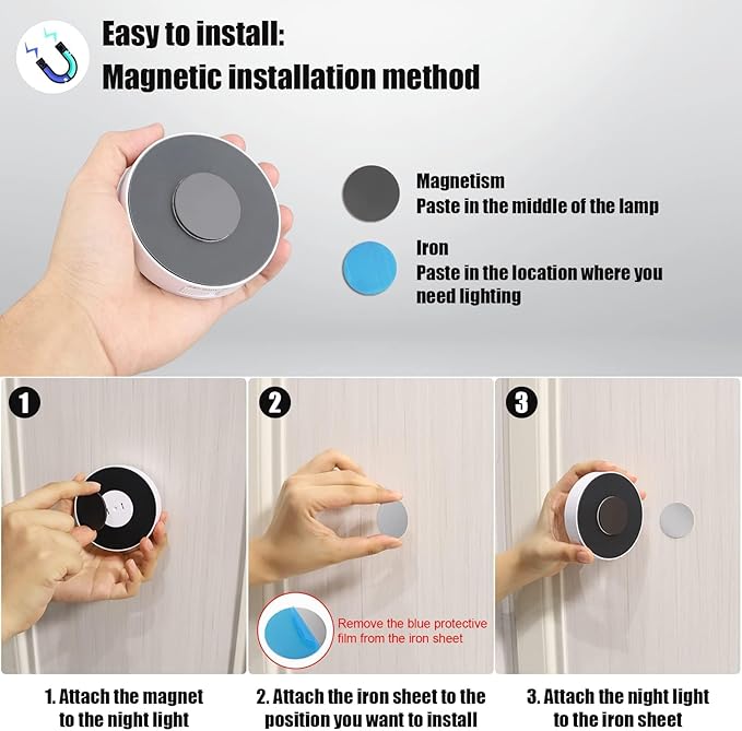16 LEDs Under Cabinet Lights [with Remote], 3 Pack Wireless Motion Sensor Rechargeable Light Puck Light, 3 Color Temps Dimmable 3000-6000K, Closet Lights for Cabinet, Closet, Kitchen, Hallway, Stairs