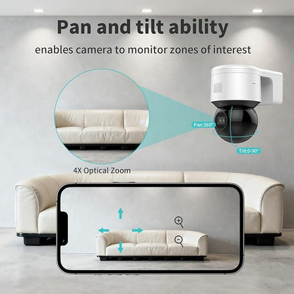 DS-2DE3A404IWG-E/W 4MP Hik PoE Dome Mini PTZ Camera with 4X Zoom IR, Pan and tilt Ability, Excellent Low-Light Performance, IR Night Vision 50m, Audible and Visual Alarm, Support Upgrade