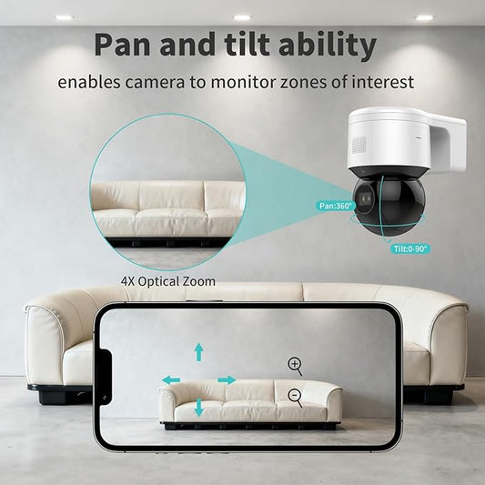 DS-2DE3A404IWG-E/W 4MP Hik PoE Dome Mini PTZ Camera with 4X Zoom IR, Pan and tilt Ability, Excellent Low-Light Performance, IR Night Vision 50m, Audible and Visual Alarm, Support Upgrade