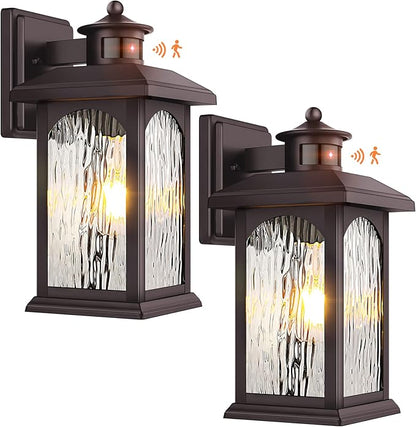 2 Packs Motion Sensor Outdoor Lights - Brown Dusk to Dawn Outdoor Lighting, Oil Rubbed Bronze Exterior Light Fixtures, Waterproof Porch Lights Wall Sconce for House, Garage, Entryway Anti-Rust