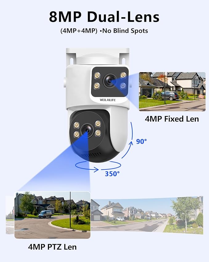 【Auto Tracking & 2-Way Audio】 4K 8MP Wired Security Camera System, Outdoor POE PTZ IP Cameras, Home Video Surveillance Camera Systems