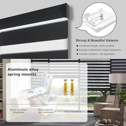 MING CHEN Motorized Blinds with Remote, Built-in Rechargeable Motor Smart Automatic Window Shades, Custom Size Electric Zebra Blinds Compatible with Alexa Google (100% Shading Black)