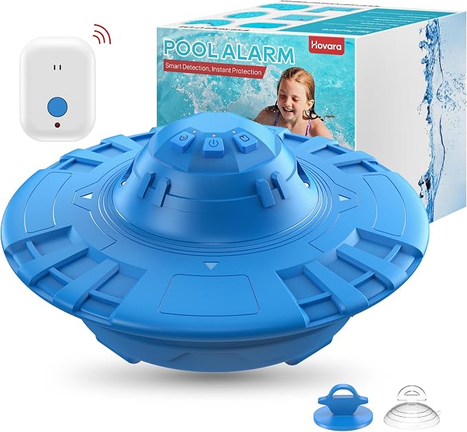 Pool Alarm for Inground & Above Ground Pools – Floating Pool Safety Alarm with 110dB Siren, Adjustable Sensitivity, Weatherproof– Covers up to 20' x 40' – Protects Kids & Pets (Blue)