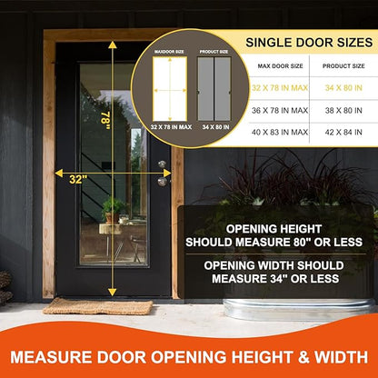 Fiberglass Magnetic Screen Door Fit Door Size 32 x 78 in- Heavy Duty Fiberglass Screen Door Mesh for Interior Door, Patio and Sliding Doors - Door Screen Magnetic Closure Let Fresh Air in