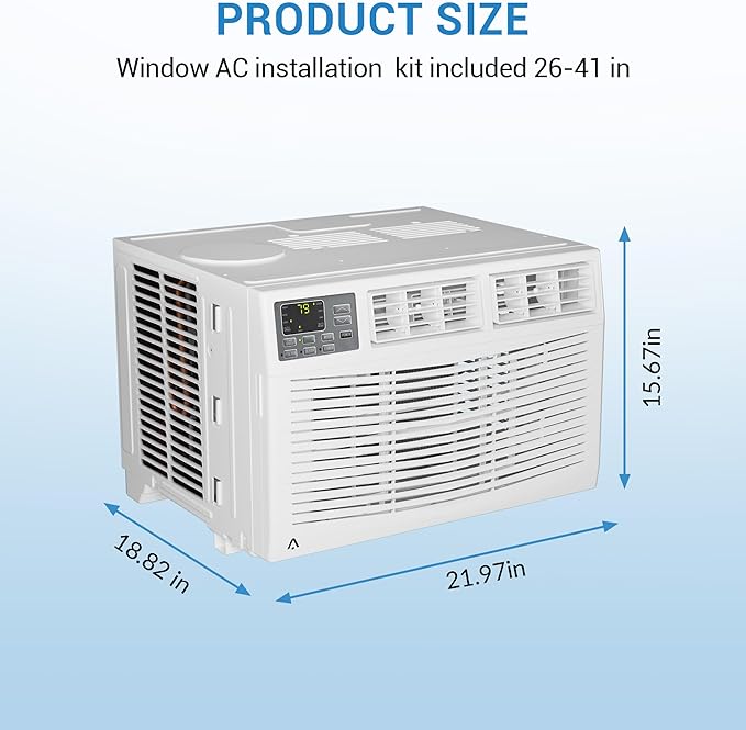 8000 BTU Window Air Conditioner with WiFi & App Control, Smart Window Mount AC Unit with Remote, Cools up to 350 Sq. Ft., 3-in-1 Cooling, Fan & Dehumidifier, Sleep Mode, 24H Timer, White