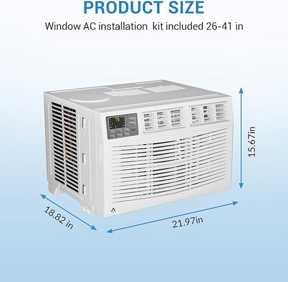 8000 BTU Window Air Conditioner with WiFi & App Control, Smart Window Mount AC Unit with Remote, Cools up to 350 Sq. Ft., 3-in-1 Cooling, Fan & Dehumidifier, Sleep Mode, 24H Timer, White