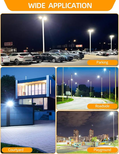 6 Pack 480V LED Parking Lot Light 320W/256W/192W 48000LM LED Shoebox Light with Photocell ETL Listed Flood Lights Arm & Slip Fit Mount 5000K IP65 AC277-480V for Street Roadway