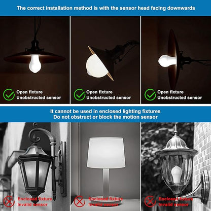 Motion Sensor Light Bulb,Activated Detector Light Bulb Indoor,Dusk to Dawn Security Bulb,13W Equivalent 100W,E26 Base 6000K Daylight,6 Packs