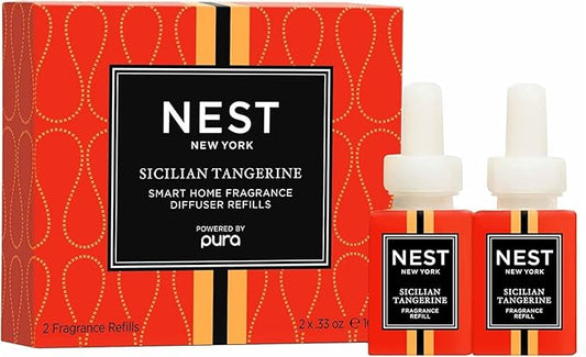 NEST New York Smart Home Fragrance Diffuser Refill Smart Vials, Sicilian Tangerine - Set of 2 - Designed for NEST x Pura 3 and NEST x Pura 4 Diffusers - Cruelty Free, Vegan