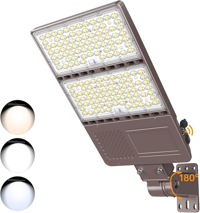 LED Parking Lot Light 320W 256W 192W Adjustable, UL Listed LED Shoebox Light 5700K 5000K 4500K Tunable, 48000LM Commercial Street Area Light with Photocell, IP65 Outdoor Stadium Lights, AC100-277V