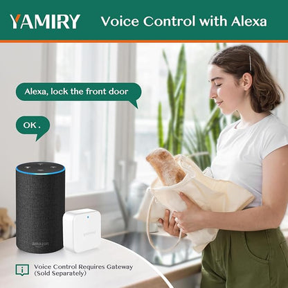 Yamiry Smart Door Lock, Biometric Fingerprint, Keyless Entry, App Control, 6 Ways to Unlock, DIY Installation, Black