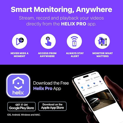 Helix 5MP Security AI IP PoE Camera, 98ft Night Color, Human Detection, NDAA Compliant, Indoor Outdoor Surveillance Turret, Built in Mic, Support 256GB MicroSD, Deterrent, HLX-IP5M-T103EW-AI
