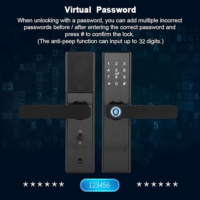 Fingerprint Door Lock, WiFi Smart Biometric Door Lock Password IC Card Entry Access System with Mechanical Key for Hotels and Offices Homes Apartments