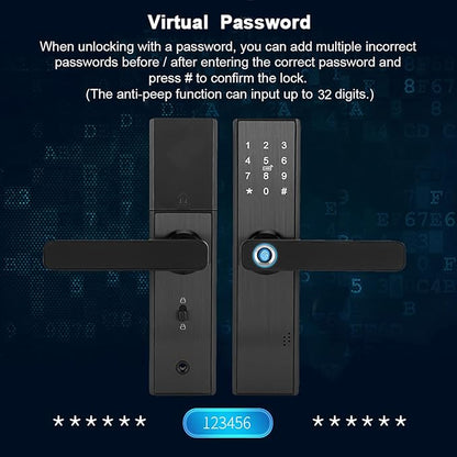 Fingerprint Door Lock, WiFi Smart Biometric Door Lock Password IC Card Entry Access System with Mechanical Key for Hotels and Offices Homes Apartments