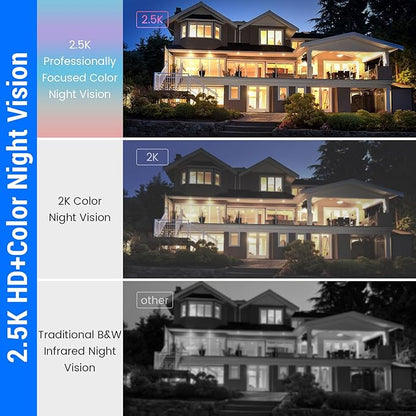 4MP 2.5K Window Security Camera with 24/7 Recording, No Subscription Required, Indoor Camera with Color Night Vision, Motion Detection,2.4G＆5G WiFi,Quick & Easy Installation (White1)