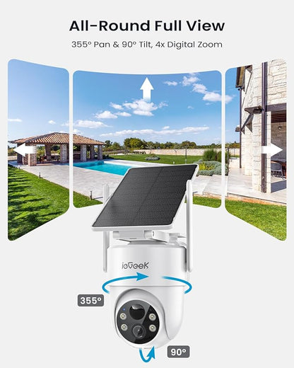 ieGeek Security Cameras Wireless Outdoor, 2K Cameras for Home Security, IP66 Security Camera, 360° Outdoor Camera, Color Night Vision, AI Detection, 2-Way Audio, Alexa