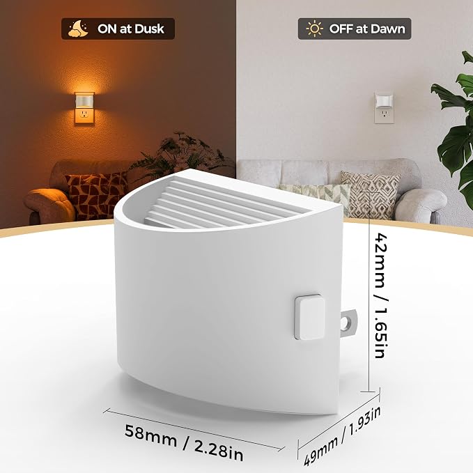 DORESshop Night Light, Night Lights Plug into Wall, Adjustable, 3CCT | 3 Level Brightness Adjustable Plug in Night Light, Dusk to Dawn Sensor, Nightlights for Adults, Bedroom, Bathroom, 2 packs