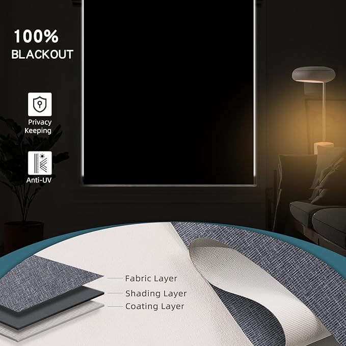 Motorized Blinds with Remote, Electric Shades with Remote Control,Compatible with Homekit, 100% Blackout Solar Blind,Child Safety Shades,Dark Charcoal