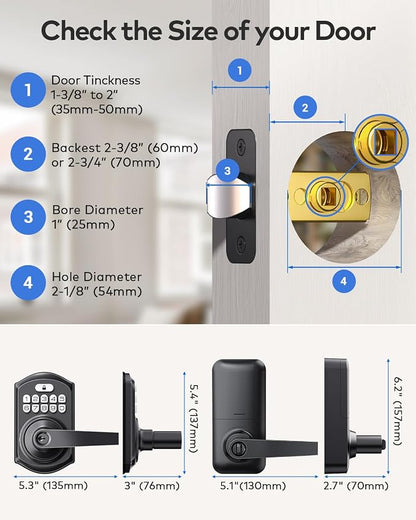 TEEHO TE004 Keyless Entry Door Lock Handle with Keypad, Matte Black