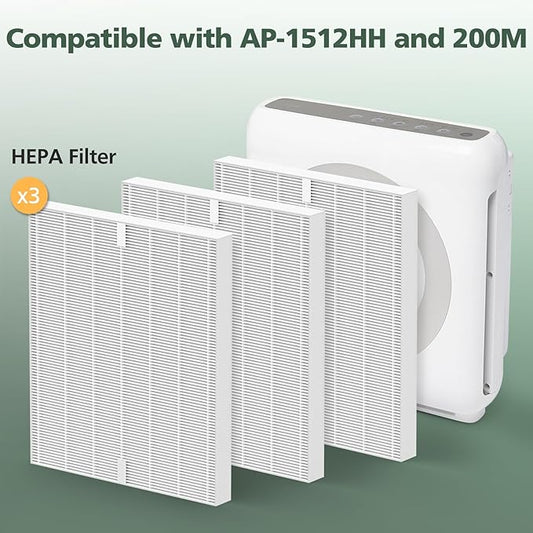 AP-1512HH Filter Set Replacement for Coway Airmega AP-1512HH and 200M Air Purifiers, 3 Efficient Filters Only, Compared to Part # 3304899
