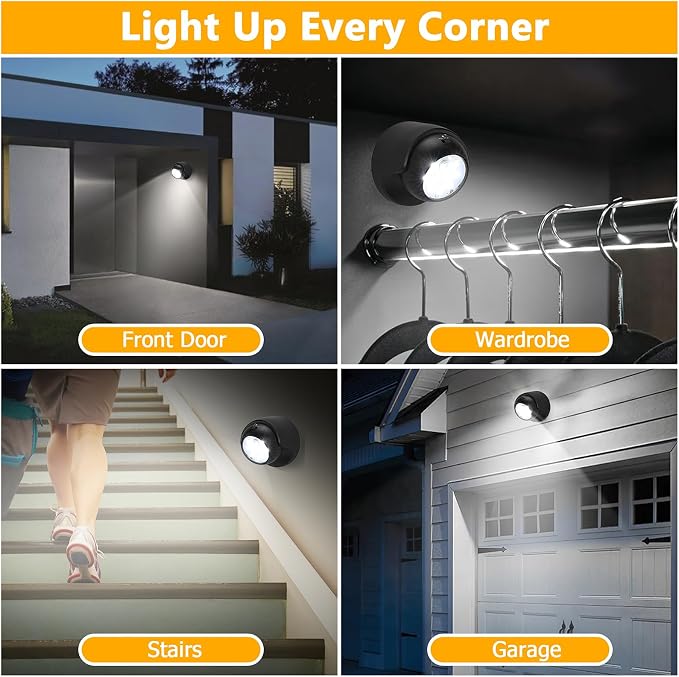 Motion Sensor Outdoor Lights - Outdoor Motion Sensor Light Battery Operated Wireless Spotlight Motion Detector Security Light Auto On Off for Porch Stair Hallway Garage Wall Shed (1 Pack)