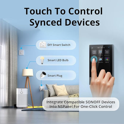 SONOFF NSPanel Smart Switch - 2-Switch Panel Home Control With Touchscreen, Temperature Function, Lights Control - Compatible With Alexa and Google Home, Black