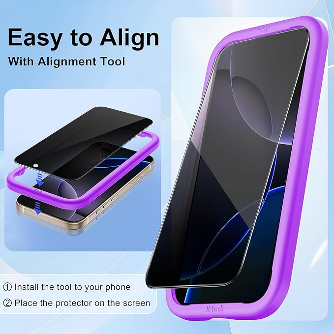 Juvraixo for iPhone 17 Pro Max Privacy Screen Protector 6.9 inch Tempered Glass 17 ProMax 28° Anti-Spy Private Anti Blue Light Full Coverage HD Easy Install Frame 2 Pack