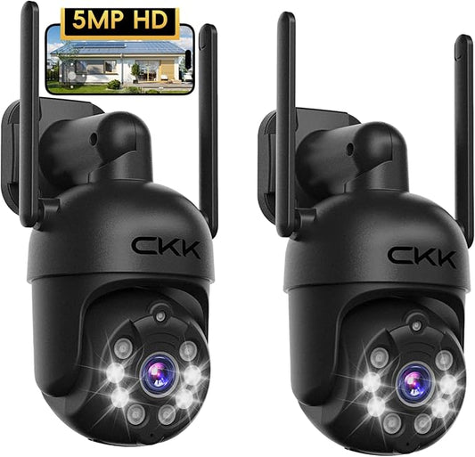 [3k] Security Camera Wireless Outdoor, 5MP PTZ Security Camera, 3k WiFi Camera for Home Security Outside, Human Detection, Two-Way Audio,Color Night Vision, 360° View,C102