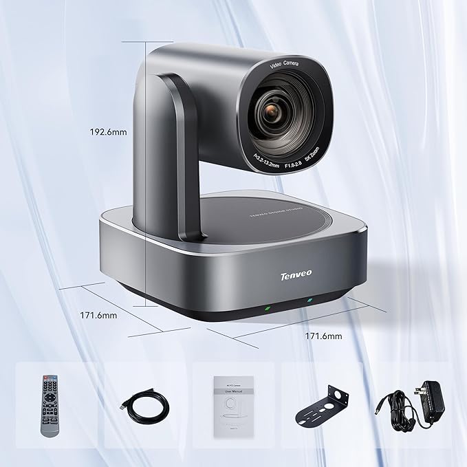 Tenveo PTZ Camera, 5X Optical Zoom, FHD 1080P, Wide Angle, USB3.0/HDMI/LAN PoE IP Live Streaming for Church Video Conference Broadcast Zoom Teams YouTube OBS
