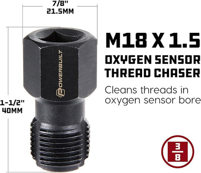 Powerbuilt Oxygen Sensor Thread Chaser Tool – M18 x 1.5mm Rethread Cleaner –for Cleaning and Possibly Repairing Damaged Threads in Oxygen Sensor Bores – 940379