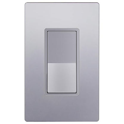 ENERLITES Elite Series Decorator Switch with Screwless Wall Plate, Paddle Light Switch, Single Pole, 3 Wire, Grounding Screw, Residential Grade, 15A 120V, UL Listed, 91150-SVWP, Silver