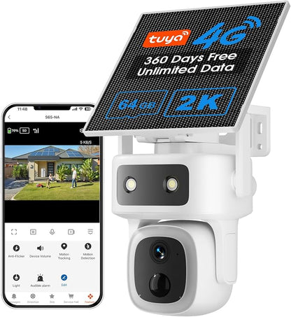 SANSCO 4G LTE Cellular Solar Security Camera, No WiFi, 360-Day Free Data