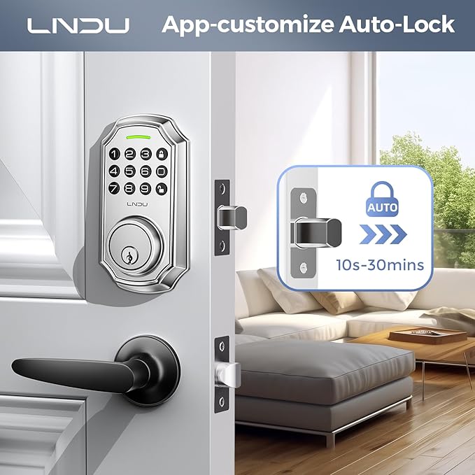 Keyless Entry Door Lock, Smart Deadbolt Lock with Handleset D180 & D280 (Fingerprint & Leveler) (Chrome)