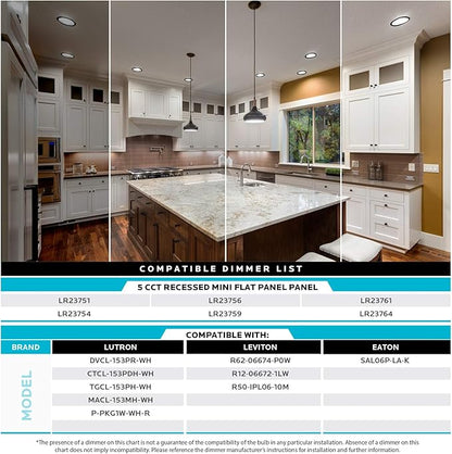 LUXRITE 6 Inch Ultra Thin LED Recessed Light with J-Box, 12W, 5 Color Options 2700K | 3000K | 3500K | 4000K | 5000K, Dimmable Wafer Light, 1000 Lumens, Black Trim, Energy Star, IC Rated