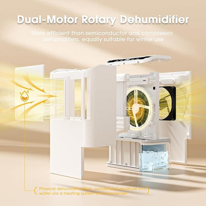 Dehumidifiers for Home, 2000 Sq.Ft Small Dehumidifier with 3.3ft Drain Hose, 2.5L Tank, Timer Sleep Mode, Portable Dehumidifier for Basement, Bedroom, Bathroom (Beige)