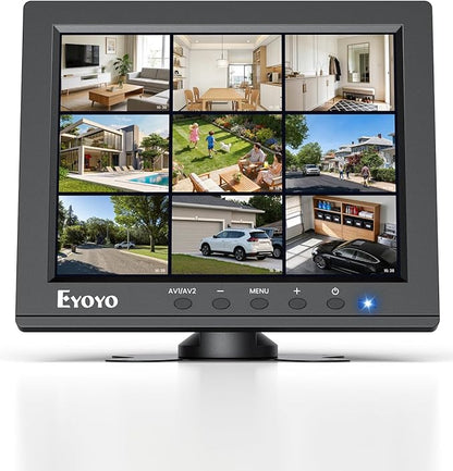 Eyoyo 8" Security Camera Monitor, 1024×768 4:3 Mini LCD Screen CCTV Monitors Display with HDMI VGA BNC AV USB, Small Video Monitor for PC, NVR, Raspbery Pi, RV & Kitchen, Built-in Speakers
