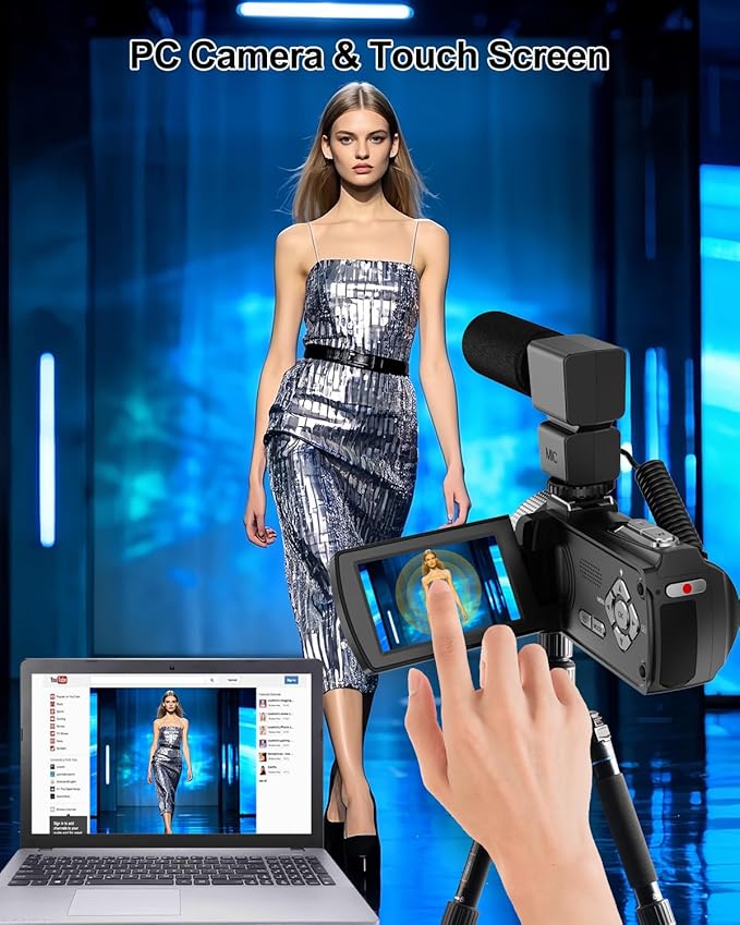 Video Camera Camcorder Full HD 4K 48MP Vlogging Camera for YouTube Digital Camera Recorder Video Camera for Filming with 3.0" Touch Screen,2 Batteries and 32G SD Card