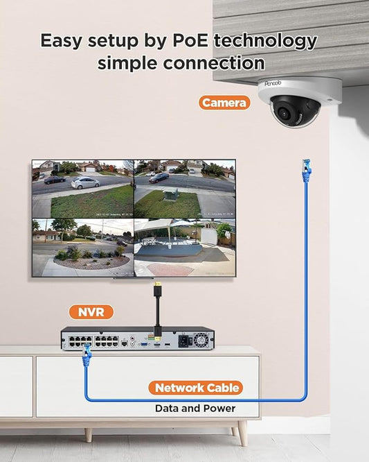16 Channel Security Camera System, 12Pcs 5MP Wired Outdoor Home Surveillance IP PoE Cameras with AI Human Vehicle Detection, 4K 16CH PoE NVR 4TB HDD, Remote Playback Built-in Mic, PD63A1216-5M