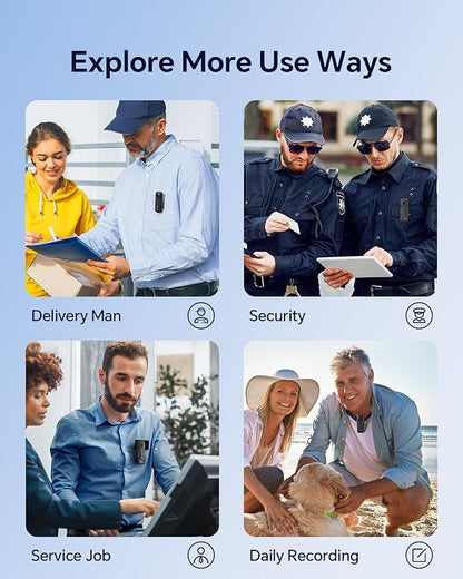 BOBLOV W1 1080P 128GB Body Camera, Wearable Camera Support 90 Minutes with Loop Recording, Easy to Use and Take for Traveling, Walking, Law Enforcement and Outdoors Activities